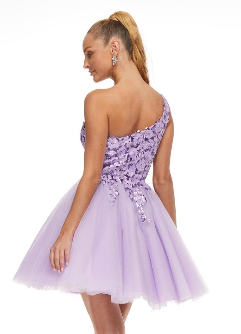 One-shoulder Sparkly Corset Cocktail Dresses Sleeveless Lace Appliques Pleated Backless Homecoming Gowns A-line Short Prom Gowns - Image 2