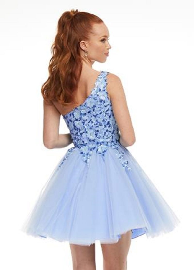 One-shoulder Sparkly Corset Cocktail Dresses Sleeveless Lace Appliques Pleated Backless Homecoming Gowns A-line Short Prom Gowns - Image 5