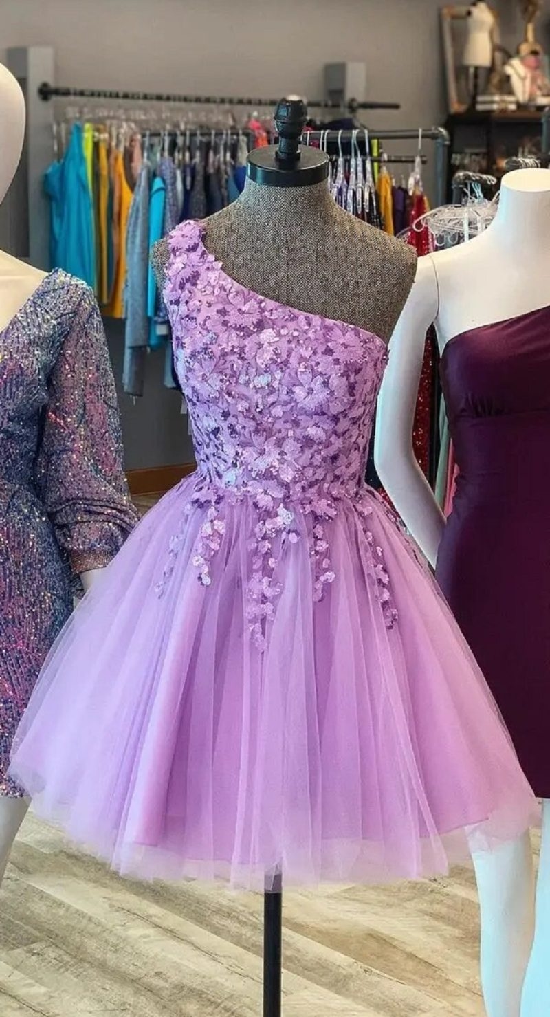 One-shoulder Sparkly Corset Cocktail Dresses Sleeveless Lace Appliques Pleated Backless Homecoming Gowns A-line Short Prom Gowns - Image 6