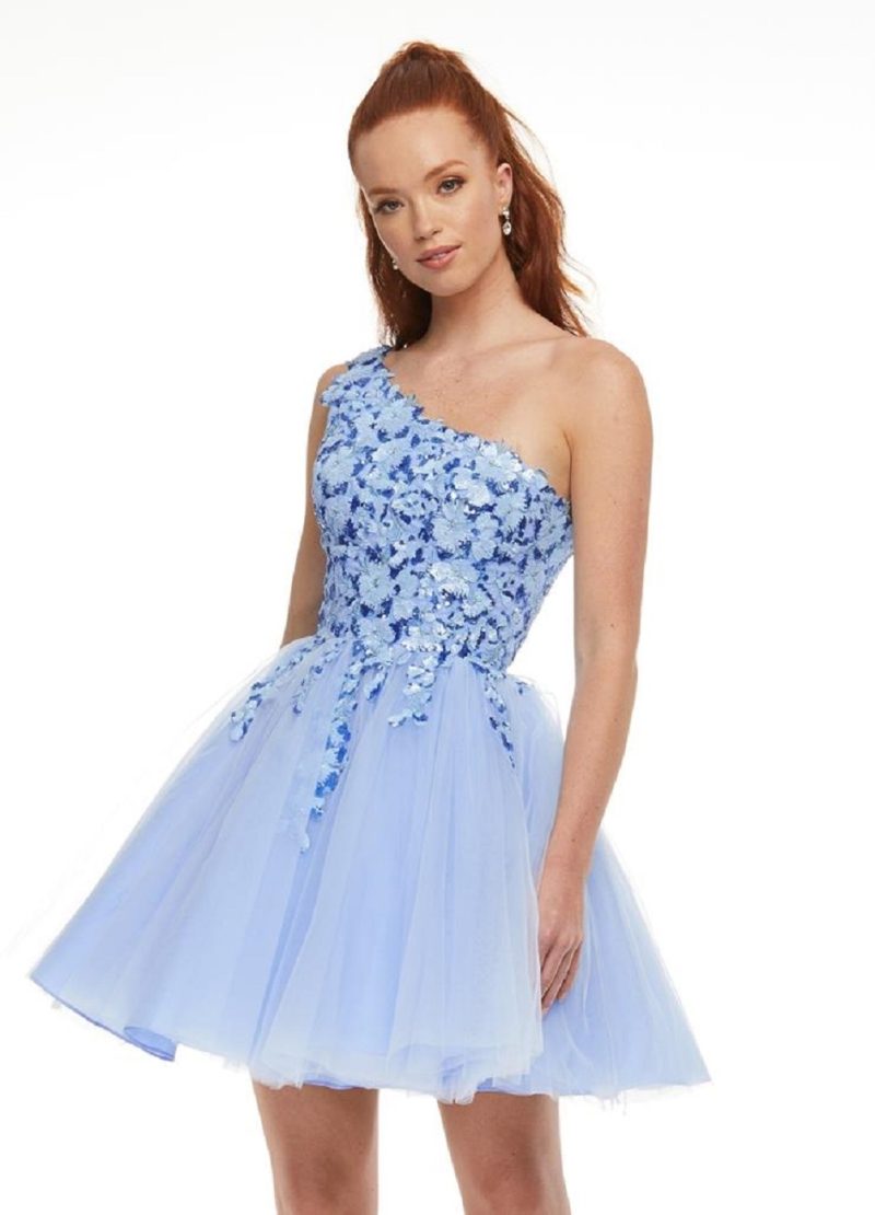 One-shoulder Sparkly Corset Cocktail Dresses Sleeveless Lace Appliques Pleated Backless Homecoming Gowns A-line Short Prom Gowns - Image 9