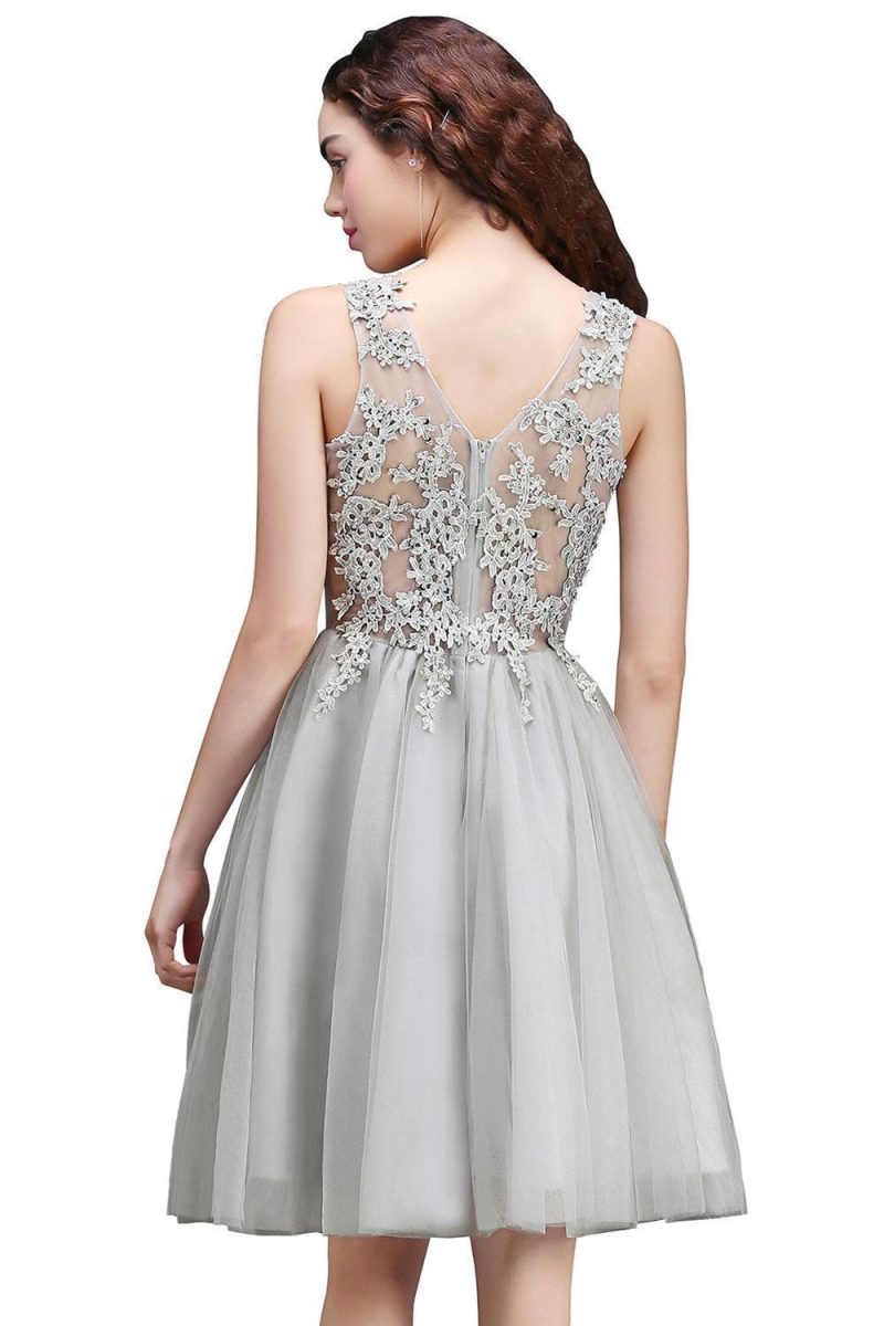 STEPHANIE Silver Burgundy Cocktail Dresses 2024 A-line Short Tulle Appliques Graduation Homecoming Prom Party Gowns Evening - Image 3
