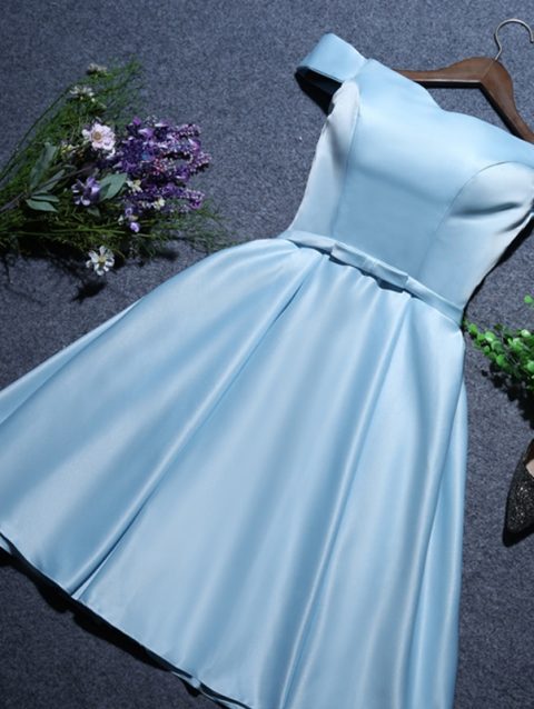 Sky Blue Satin Homecoming Dresses 2024 Sweet Girls Party Formal Gowns Elegant Night Short Prom Gowns Evening Vestidos De Festa