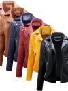 Black Lapel Women Faux Leather Jacket Spring Autumn Zipper Casual Pu Coat Female Biker Outerwear Ladies Clothes S-L XL XXL XXXL