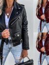 Europe America Russia Women's Clothing for Foreign Trade Spring Summer Jackets PU Leather Coat Coat Short Zipper for Motorcycles