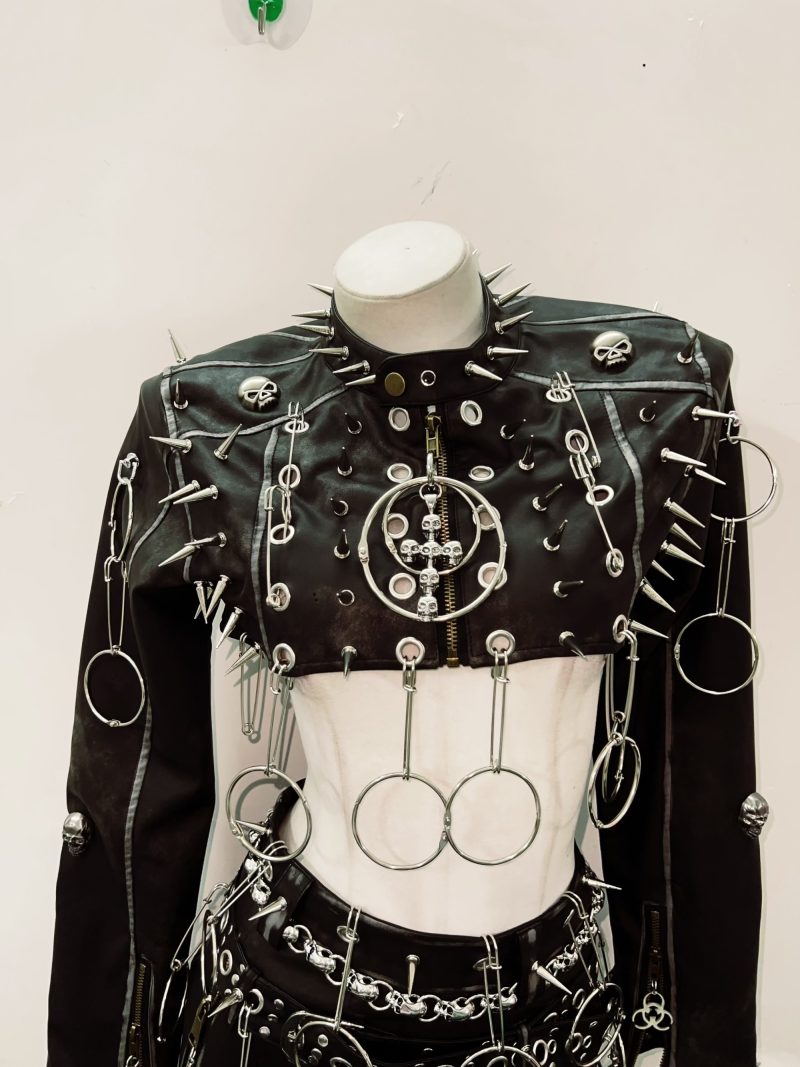Rivets Jacket Punk Jacket Leather vintage Jacket Skull Jacket y2k Jacket y2k fashion gothic Jacket gothic clothes y2k clothes - Image 2