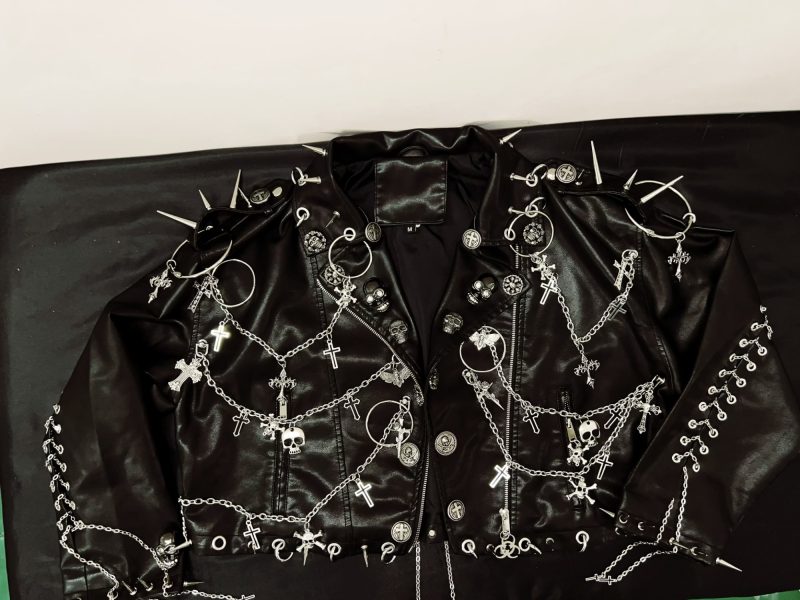 vintage Jacket Skull Jacket y2k Jacket y2k fashion gothic Jacket gothic clothes y2k clothes Cross Jacket Punk Leather Jacket - Image 4