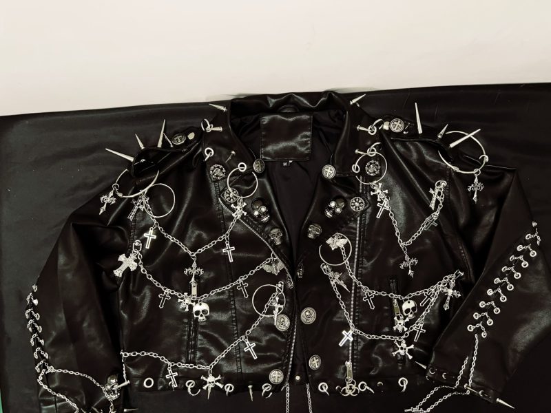 vintage Jacket Skull Jacket y2k Jacket y2k fashion gothic Jacket gothic clothes y2k clothes Cross Jacket Punk Leather Jacket - Image 5