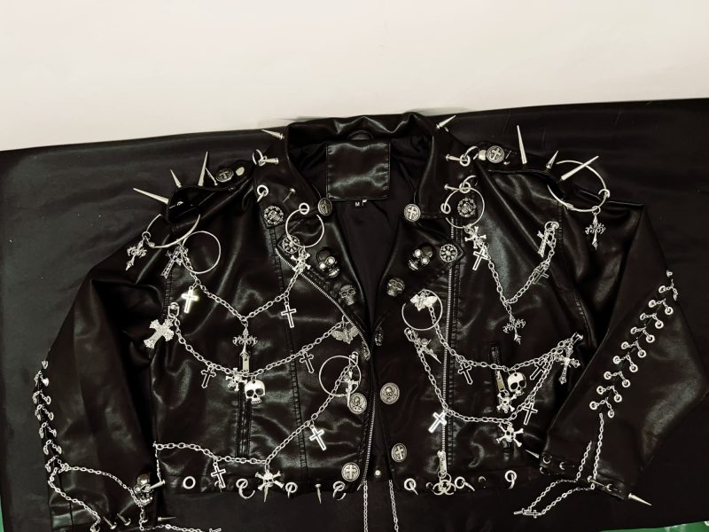 vintage Jacket Skull Jacket y2k Jacket y2k fashion gothic Jacket gothic clothes y2k clothes Cross Jacket Punk Leather Jacket - Image 6