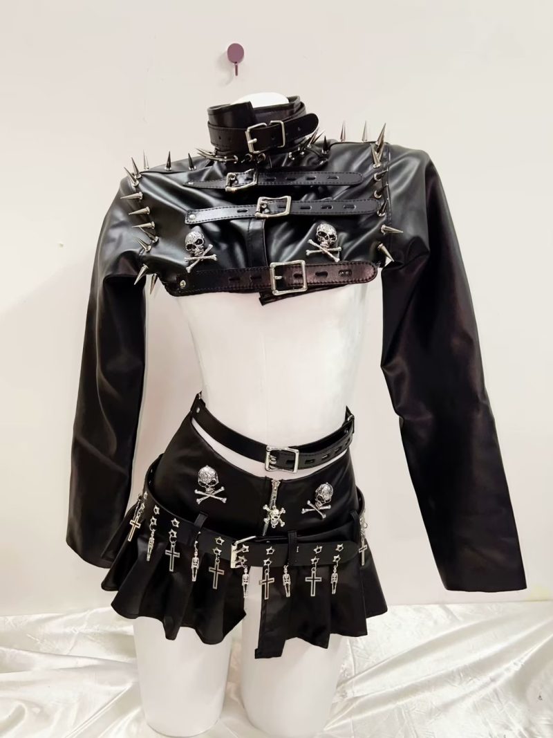 Leather jacket Punk Jacket vintage Jacket y2k clothes Skull Jacket y2k Jacket harajuku fashion gothic clothes gothic Jacket - Image 3