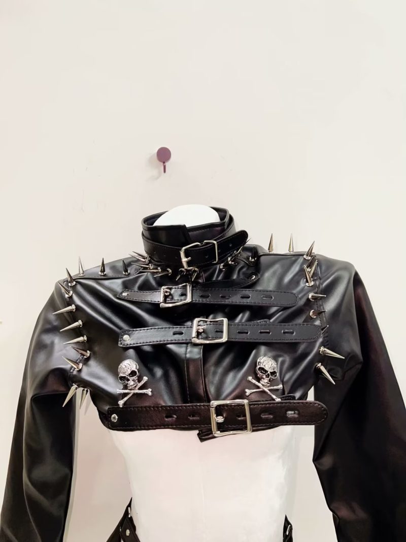 Leather jacket Punk Jacket vintage Jacket y2k clothes Skull Jacket y2k Jacket harajuku fashion gothic clothes gothic Jacket - Image 6