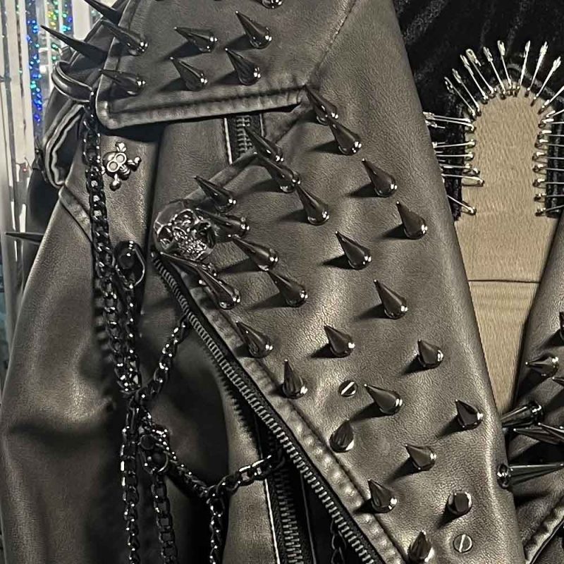 Emo E-Girls Gothic Grunge Harajuku Y2K PU Leather Jacket Spike Studded Rivet Punk Rock Goth Chain Trendy Vintage Coat - Image 6