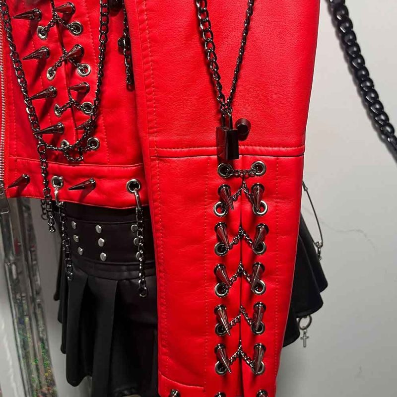 Punk Rock E-Girls Club Wear Harajuku Coat Goth Y2K Pu leather Jacket Zipper Spike Studded Rivet Grunge Chain Emo Gothic - Image 4