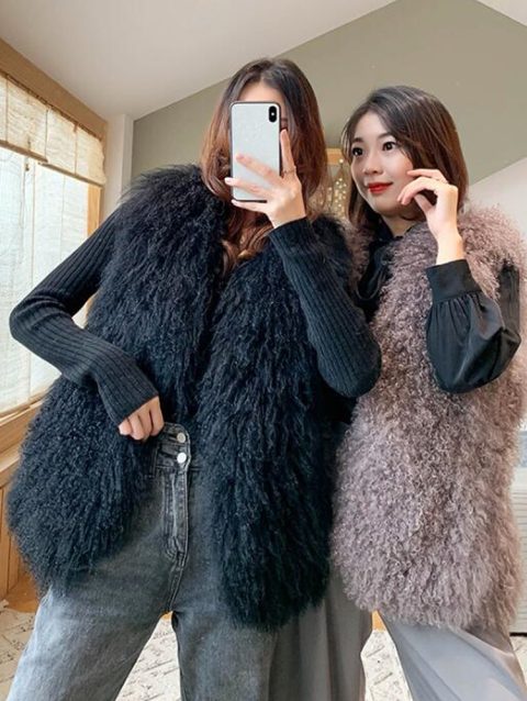 New Real Sheep Fur Vest 100% Natural Mongolia Fur Gilet Pure Long Fur Genuine Fur Oversize Vest ksr801