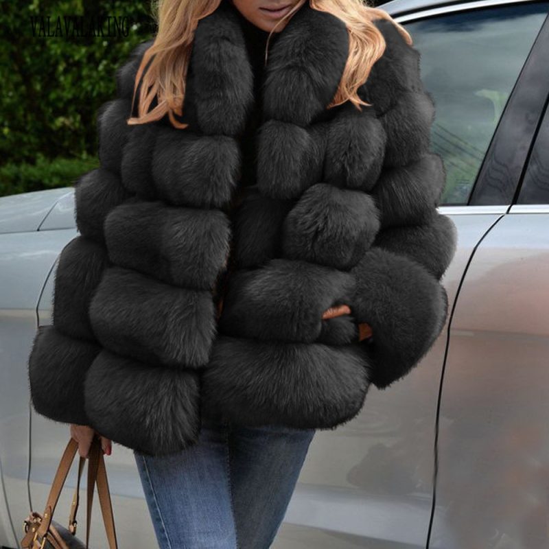 2025 Women Winter Plus Size Faux Fur Coat Female Loose Furry Long Sleeve Plush Jacket Ladies Large Fake Fur Warm Fluffy Cardigan - Image 2