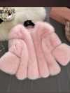 2025 Winter Pink Plus Size Faux Fur Coat Women Elegant Long Sleeve Fluffy Cardigan Jacket Ladies Large Thick Warm Furry Outwear