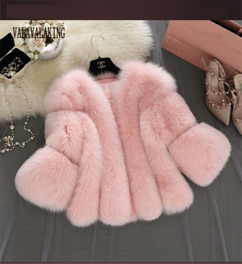 2025 Winter Pink Plus Size Faux Fur Coat Women Elegant Long Sleeve Fluffy Cardigan Jacket Ladies Large Thick Warm Furry Outwear