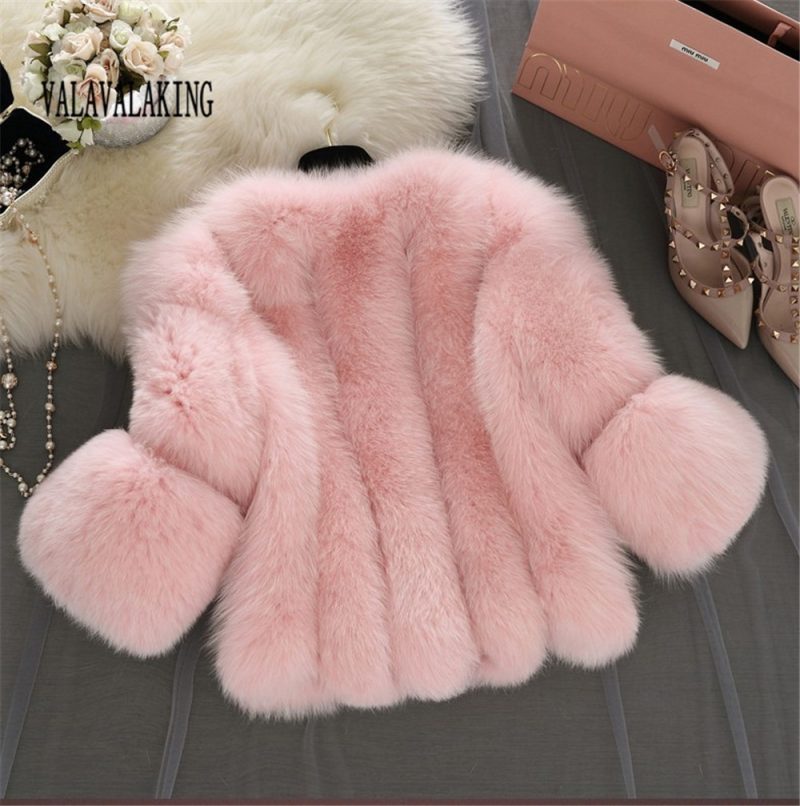 2025 Winter Pink Plus Size Faux Fur Coat Women Elegant Long Sleeve Fluffy Cardigan Jacket Ladies Large Thick Warm Furry Outwear - Image 2