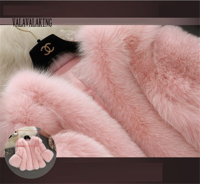 2025 Winter Pink Plus Size Faux Fur Coat Women Elegant Long Sleeve Fluffy Cardigan Jacket Ladies Large Thick Warm Furry Outwear - Image 3