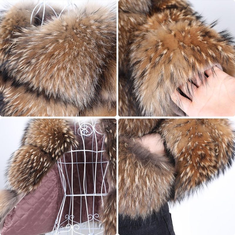 MAOMAOKONG Super Hot Winter Women Luxury Thick Real Raccoon Fur Coat Natural Fox Fur Jacket Plus Size Furry Jackets Female Vest - Image 6