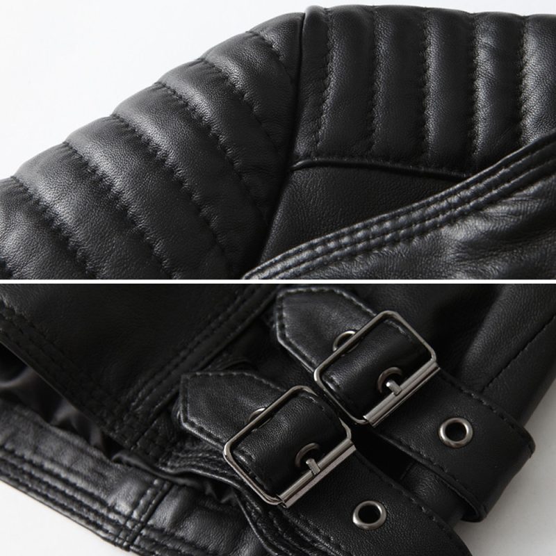 Spring Genuine Leather Jacket For Women Stand Collar Real Sheepskin Coats Striped Motorcycle Biker Overcoats пальто женско PY004 - Image 5