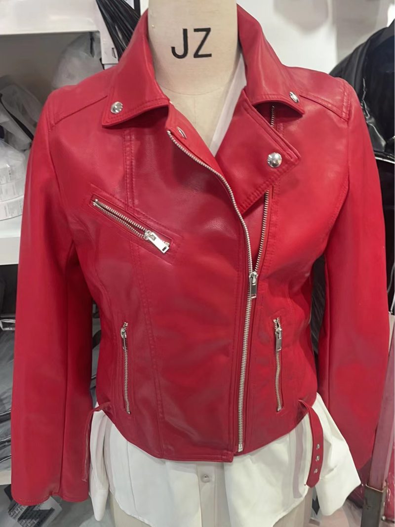 New Arrival brand Winter Autumn Green Motorcycle leather jackets Pink leather jacket women leather coat slim PU jacket Leather - Image 6