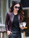 Spring Genuine Leather Jacket Women Real Orange Leather New Outerwear Sheepskin Coat Women's Moto Biker Zipper Jackets