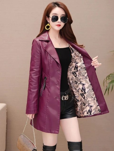Women Leather Jacket Spring Autumn New Long Women'S Leather Coat Fashion Punk Female Motorcycle Faux Leather Streetwear