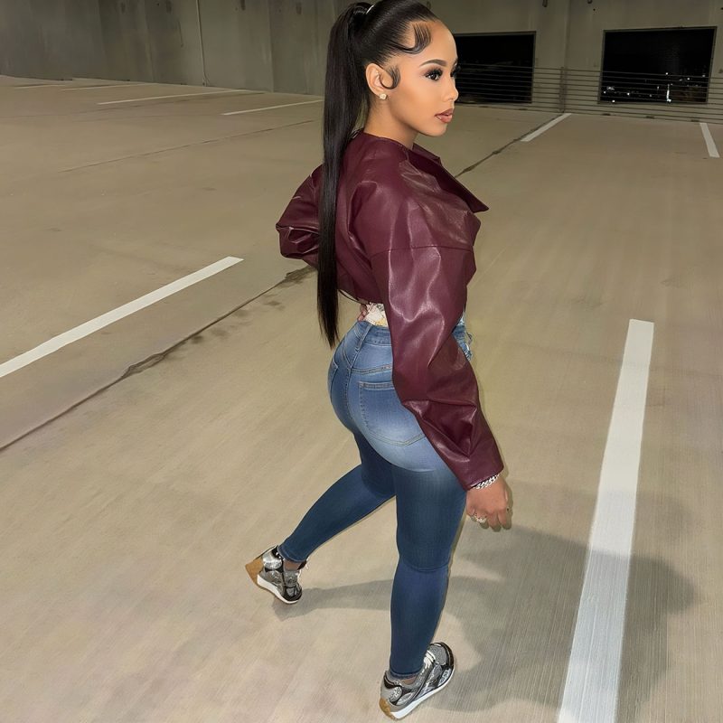 Vintage Faux Leather Cropped Jackets Coats Women Single Breasted Loose Short Jacket Chic Motorcycle Outwears 2025 Fall Winter - Image 2