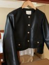 Korean style Black Jackets Women New Fashion Vintage Single Breasted Leather Jacket Women Streetwear O Neck Short Jackets