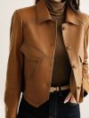 2024 Coat Women's Fall/Winter Explosions PU Leather Jacket New Ladies Western Style Short Denim Lapel Outwear Fashion Trend Tops