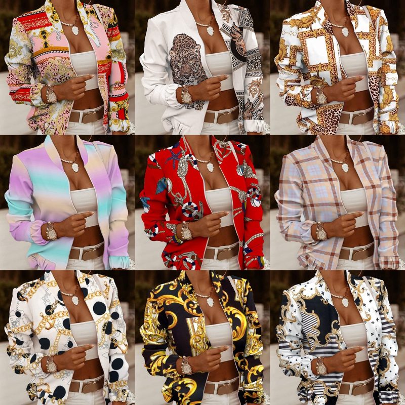 Women Autumn Retro Floral Print Jackets Spring Summer Long Sleeve Zipper Print Jacket Casual Pocket Slim Female Bomber Outwears - Image 2