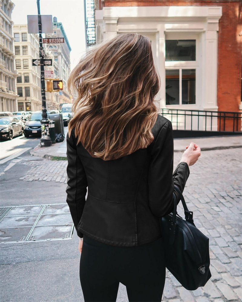 Women Cool Slim Fit Faux Leather Jacket Long Sleeve Zipper Fitted Coat Fall Biker PU Leater 2024 Classic Motorcycle Suit Jackets - Image 6