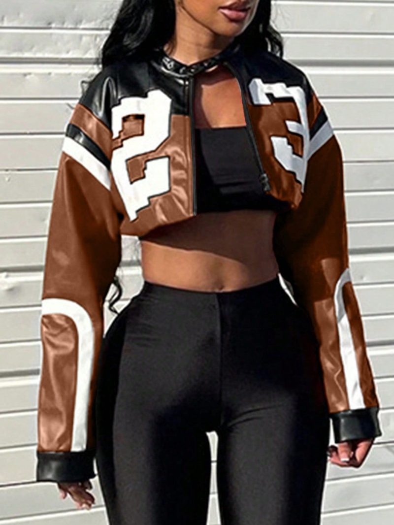 2025 Women's Faux Leather Jacket Short Red Coat Zipper Bomber Jacket Edgy Motorcycle Style Party Tops Casual Outfit Clubwea - Image 6