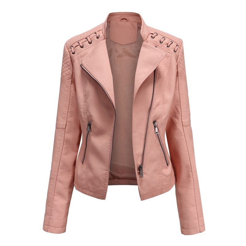 Brown Short Long Sleeve PU Coat Women Fashion Motorcycle Women Leather Jacket Spring and Autumn New Lady's Jaqueta - Image 10