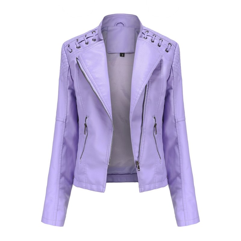 Brown Short Long Sleeve PU Coat Women Fashion Motorcycle Women Leather Jacket Spring and Autumn New Lady's Jaqueta - Image 11