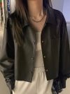 Fashion Biker Jackets New Women's Motorcycle Leather Solid Color PU Imitation Leather Loose Black Jacket Motorcycle Coat Autumn