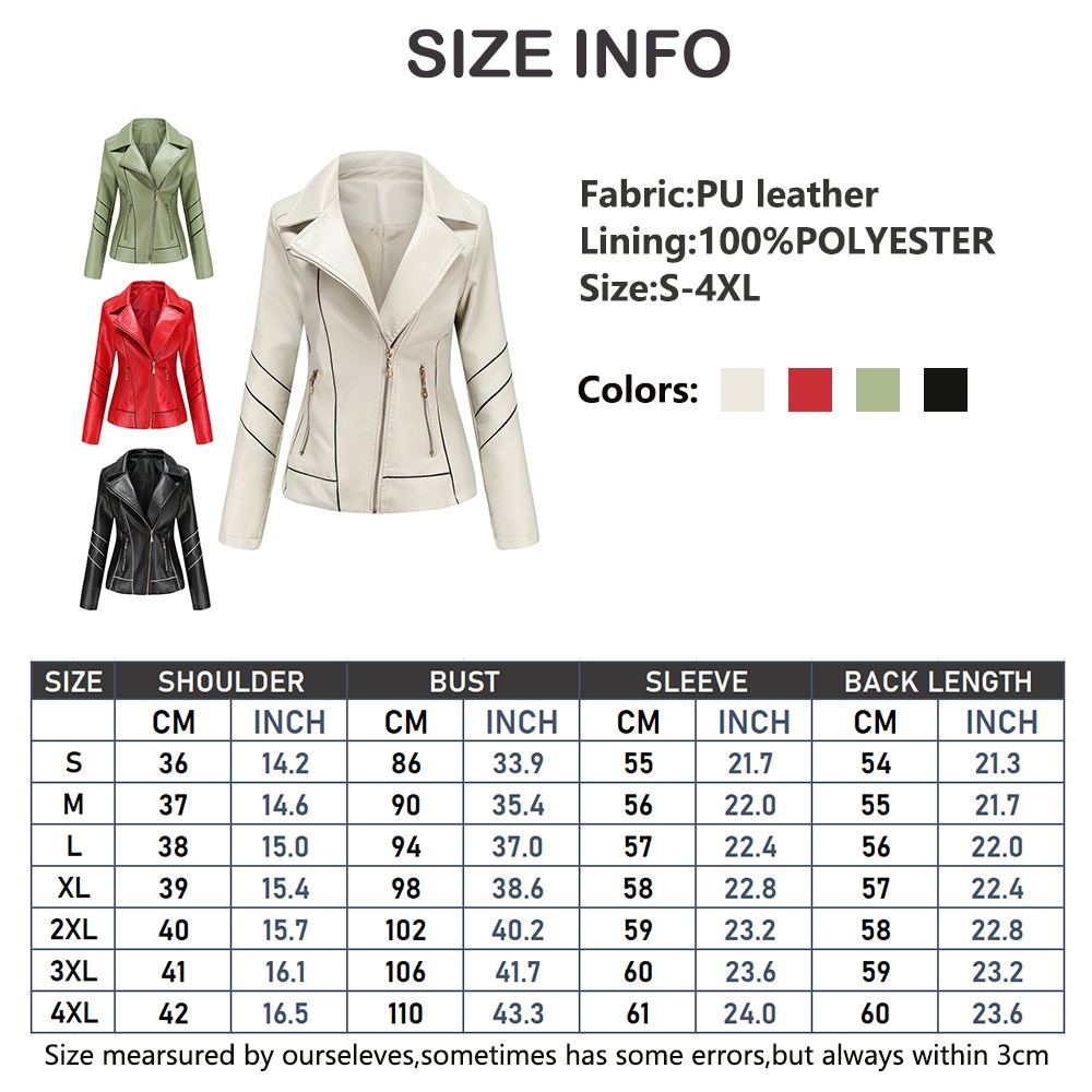 Red PU Faux Leather Jacket Women fashion Casual Biker Jackets Outwear Female Tops spring and autumn Black Leather Jacket Coat - Image 4