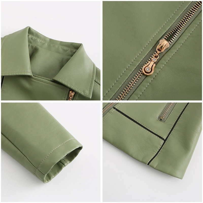 Red PU Faux Leather Jacket Women fashion Casual Biker Jackets Outwear Female Tops spring and autumn Black Leather Jacket Coat - Image 6