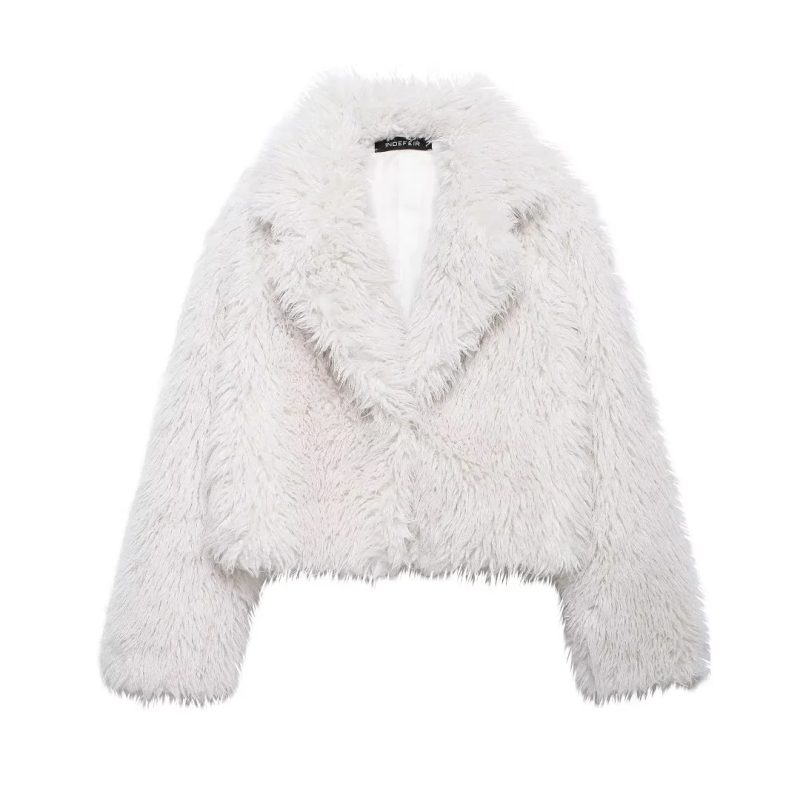 KONDALA 2025 Fall Winter Women Burgundy Casual Faux Fur Jackets Fashion Streetwear Turn Down Collar Warm Oversized Thick Coats - Image 9