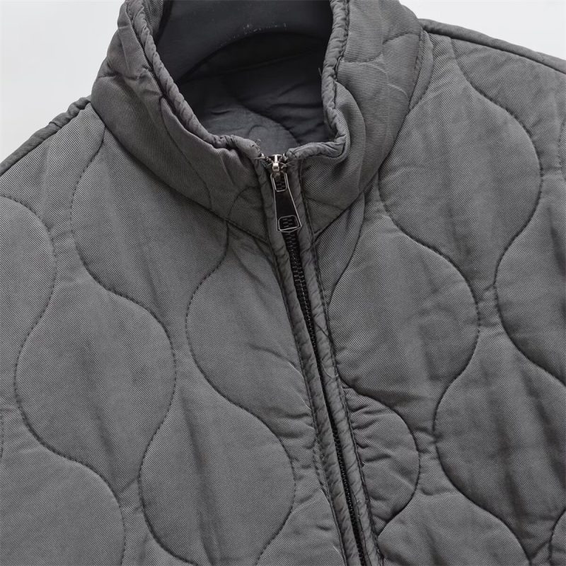 UNIZERA 2024 Autumn New Product Fashion Casual Women's Stand up Collar Long Sleeve Loose Pocket Decoration Cotton Coat - Image 3