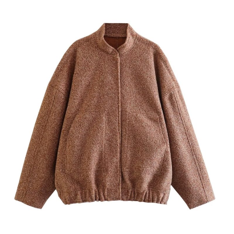Woman Fashion Loose Gray Warm Baseball Jacket Autumn Casual Oversized Bomber Jacket Girls Vintage Thick Warm Outwear - Image 12