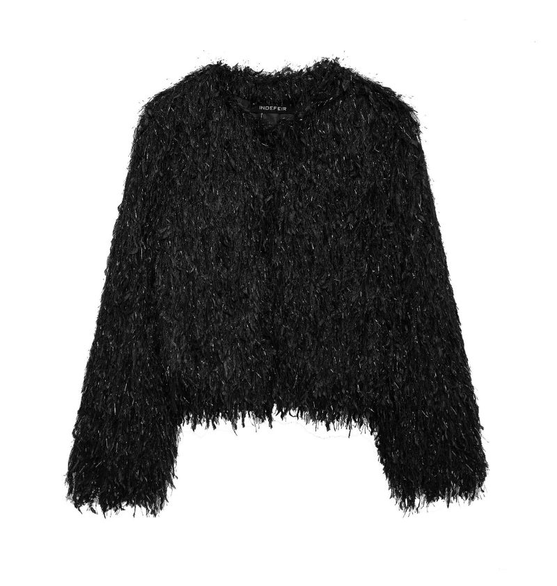 TRAFZA 2024 Vintage Women Faux Fur Fluffy Coat Loose Long Sleeves Round Neck Plush Casual Outwear Lady Warm Slim Short Overcoat - Image 7