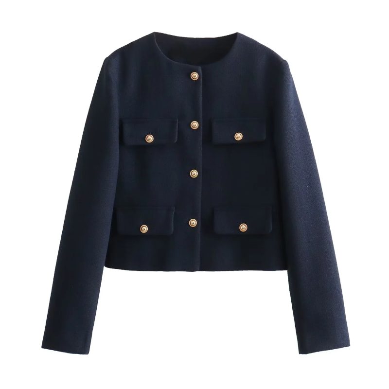 TRAF Woman Outerwears Autumn Long Sleeve Cropped Jacket For Women Winter Button Demi-Season Short Coats Elegant Women's Coat - Image 7