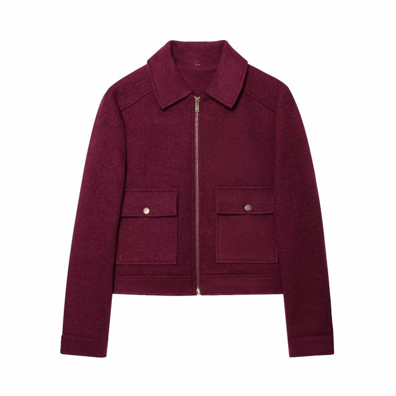 Women's Zipper Jacket Coat New Winter Long Sleeve Pocket Outerwear Coat Short Street Elegant Women's Jacket - Image 10