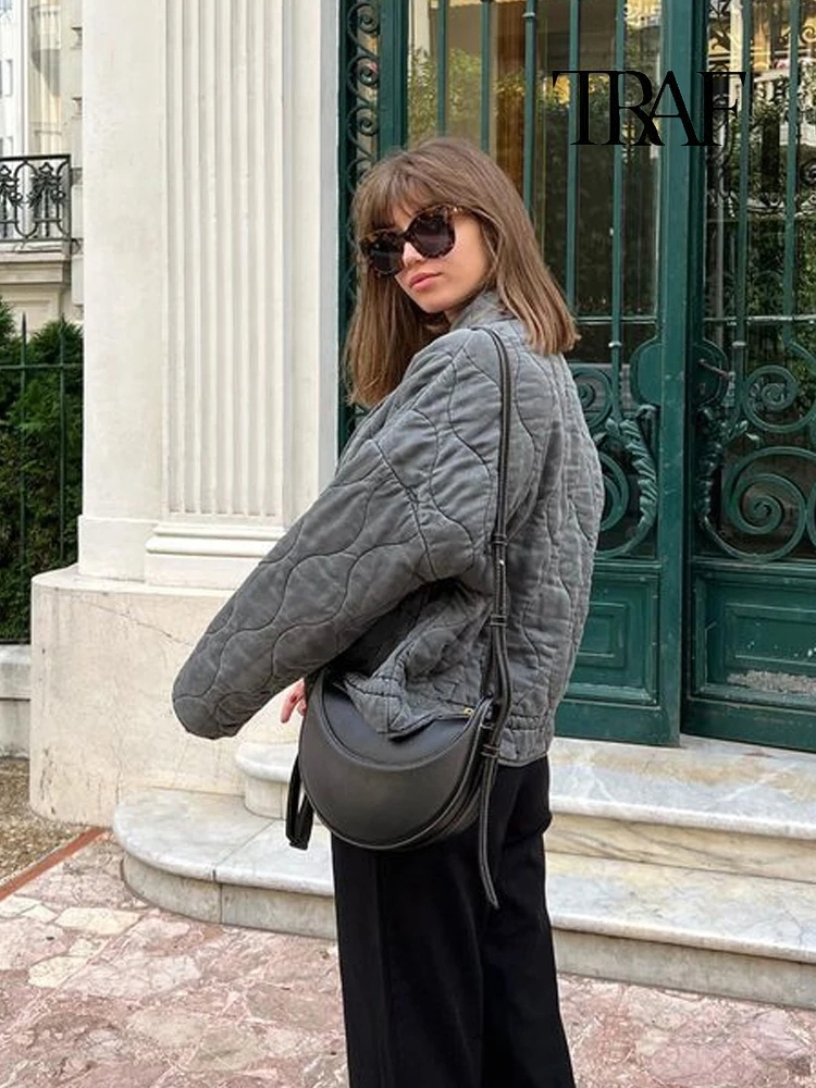 Women's Fashion Diamond Plaid Cotton Jacket Winter Warm Pocket Jacket Vintage Casual Loose Long Sleeve Zipper Street Jacket - Image 4