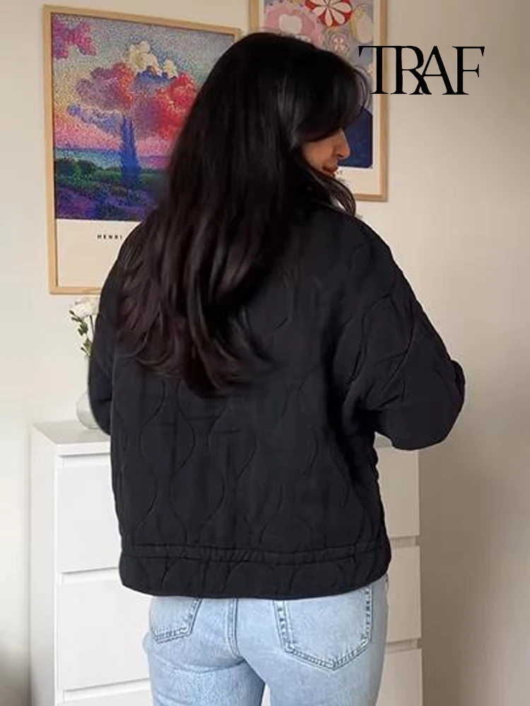 Women's Fashion Diamond Plaid Cotton Jacket Winter Warm Pocket Jacket Vintage Casual Loose Long Sleeve Zipper Street Jacket - Image 6