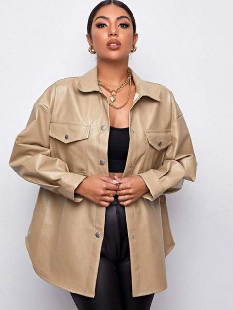 PU leather women's shirt fashion jacket hot high quality clothing Europe desinger new leather ladies shirt fashion ladies coat
