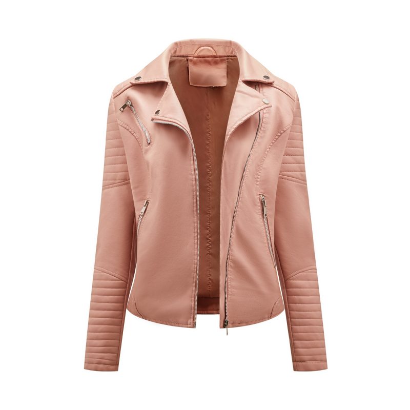 YJKDYK 2025 Spring Autumn Women's Motorcycle Uniform Female Slim Fit Collar Slanted Zipper Leather Jacket Women Cool Coats - Image 8