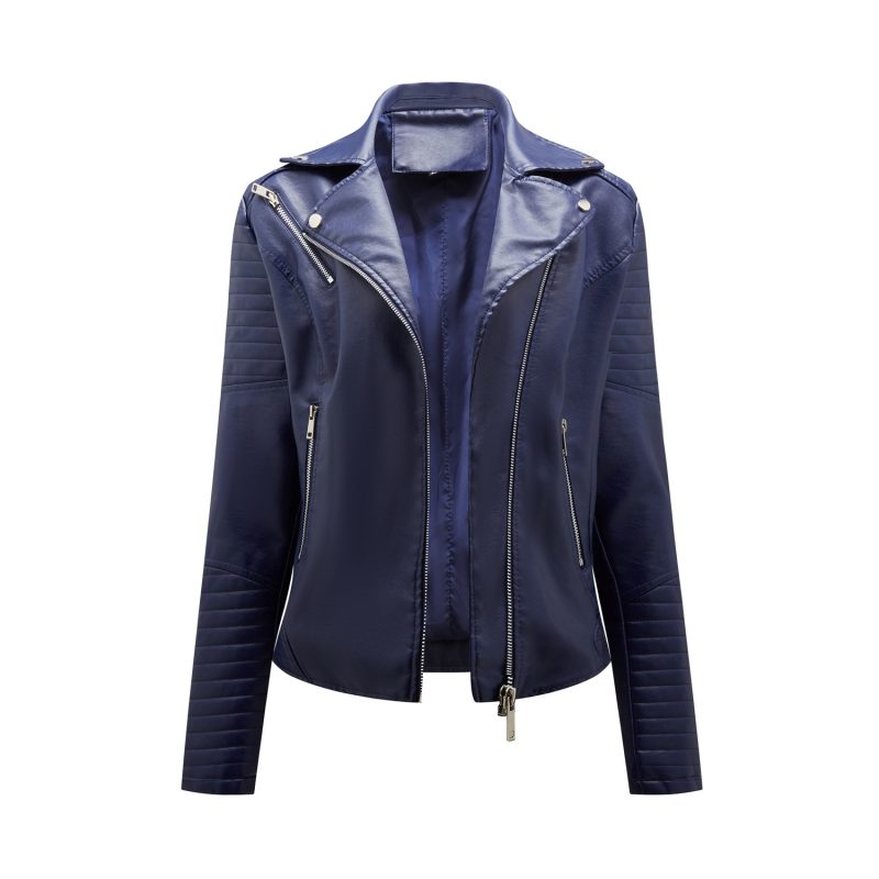 YJKDYK 2025 Spring Autumn Women's Motorcycle Uniform Female Slim Fit Collar Slanted Zipper Leather Jacket Women Cool Coats - Image 10