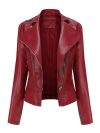 Women's Punk Rivet Leather Jacket Spring Autumn Retro Turndown Collar Slim Casual Ladies Faux Soft Leather Moto Biker Outerwear